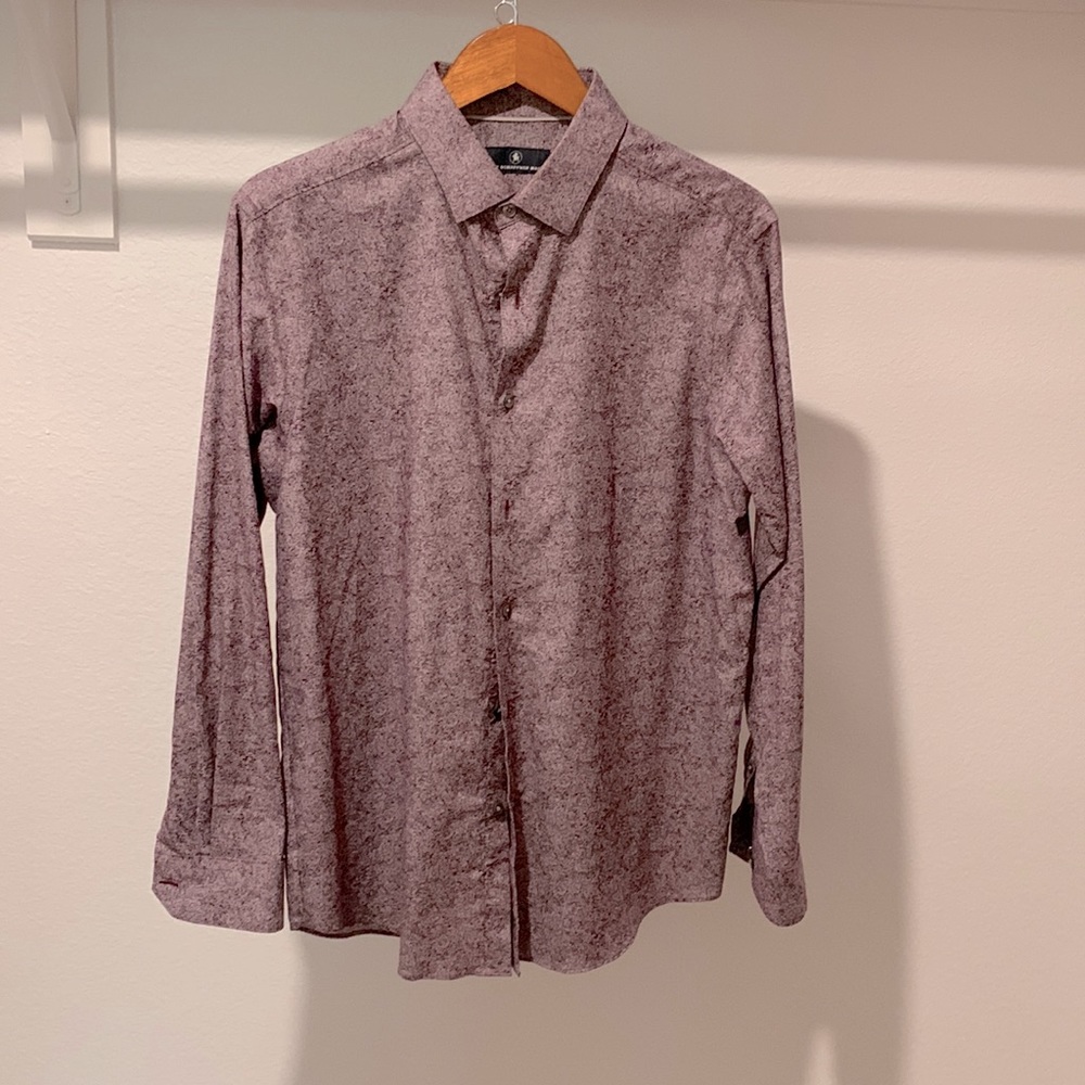 Hart Schaffner Marx Plum Button Up Dress Shirt Size Large